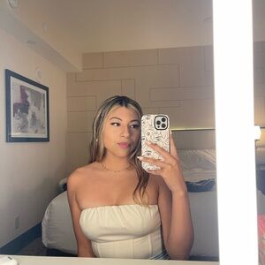 Creme Strapless Corset Top Size Medium